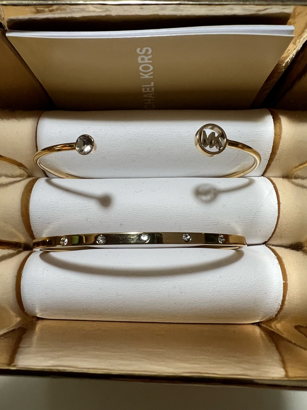 Michael Kors gold tone bracelet gift set new in box.